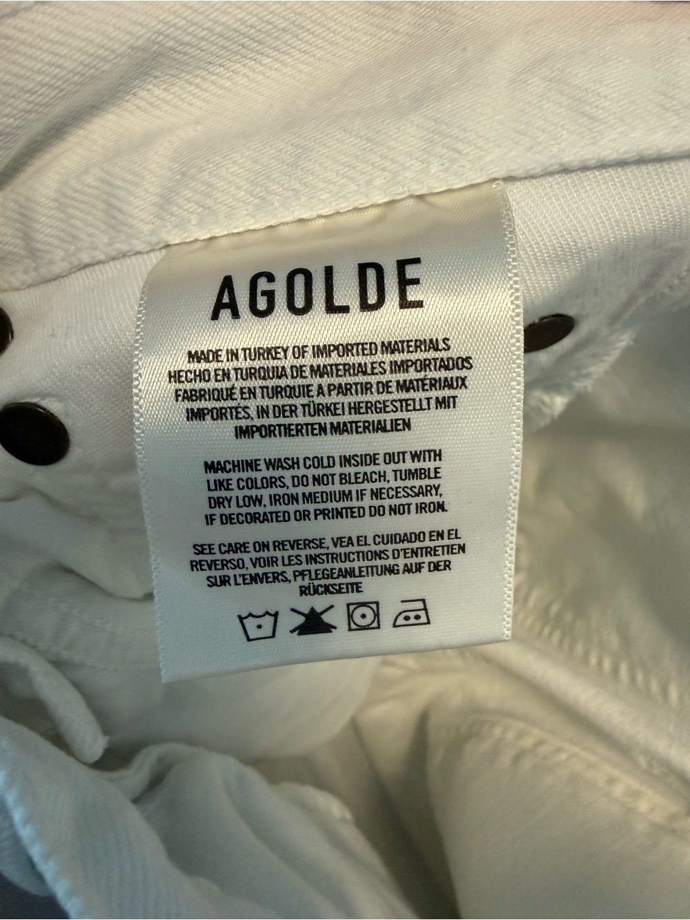 Agolde Straight White Button-Fly Jeans - 90’s Cropped - Picture 5 of 7
